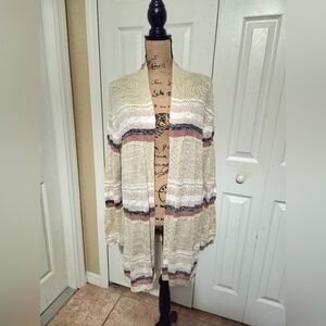 Dressbarn Cream Striped Women's Cardigan Size 2X